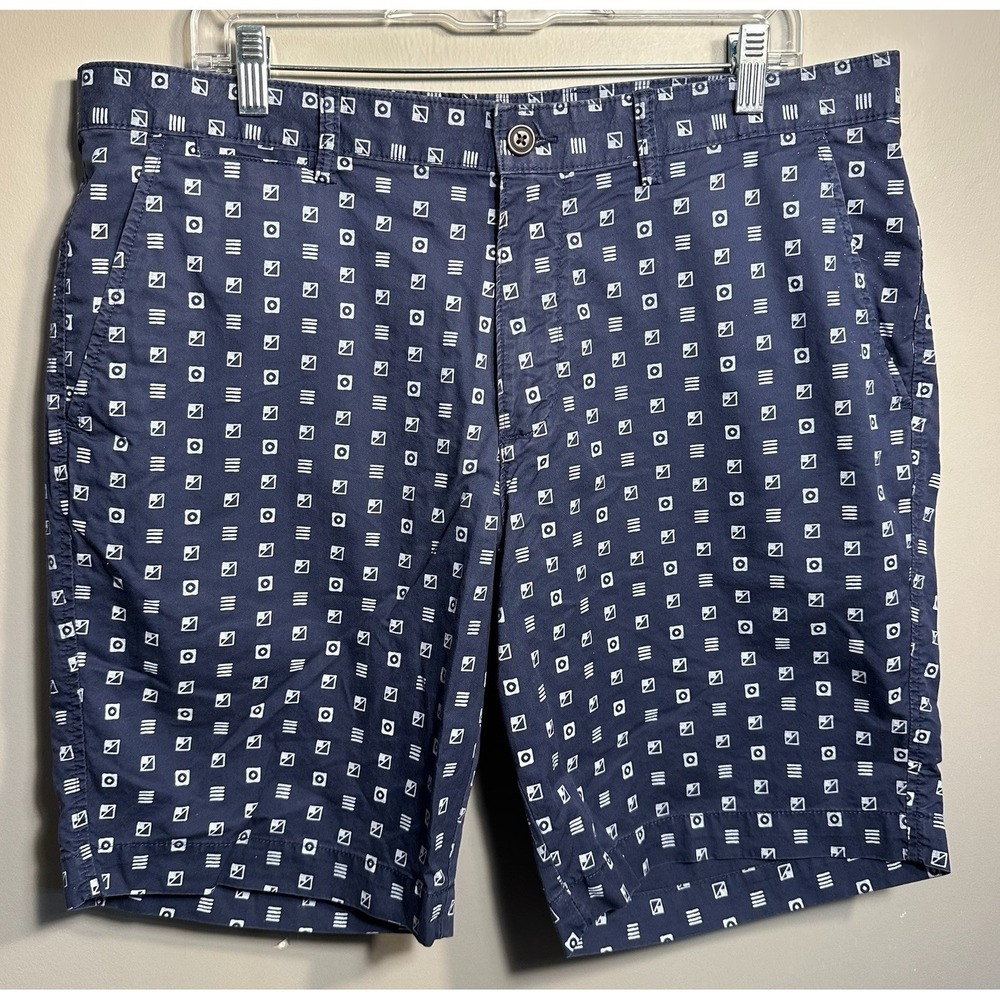 Lands End USA Flag Shorts Mens 38 Golf Chino Preppy Americana Blue 9" Inseam